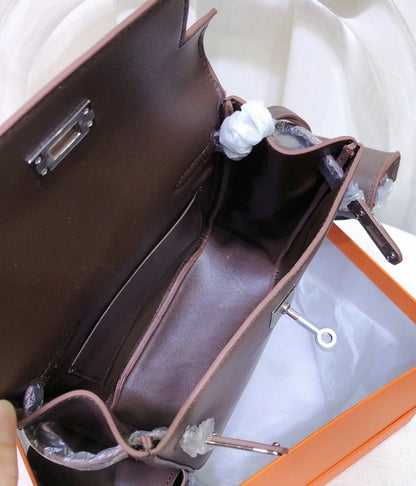 Chocolate Brown Vertical Flap Turn-Lock Daypack With Detachable Mini Utility Pouch