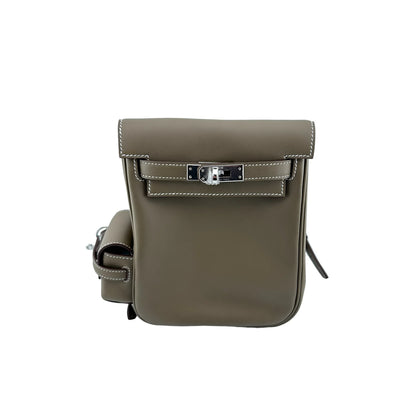 Taupe  Vertical Turn-Lock Daypack With Matching Mini Detachable Pouch