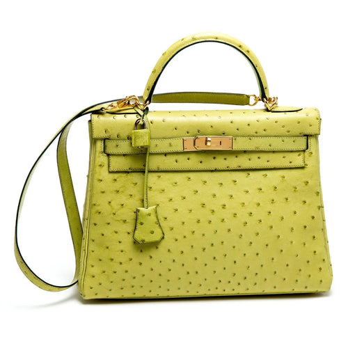 Lime Green Dotted-Texture Structured Satchel With Gold-Tone Hardware